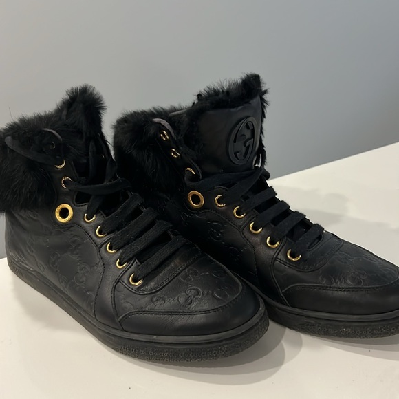 GUCCI HIGH TOP FUR LINED SNEAKERSS-size 38 - Picture 2 of 4